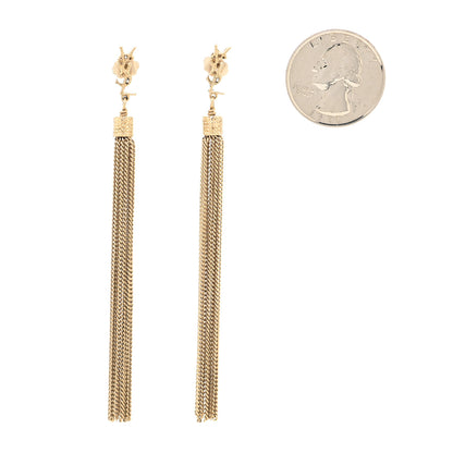 Saint Laurent Metal Monogram Loulou Tassel Earrings Gold 2 of 3