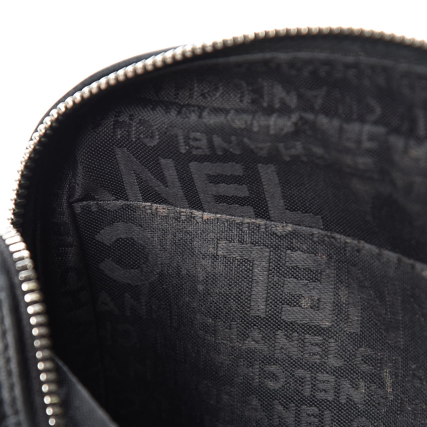 Distressed Calfskin Cambon Cosmetic Case Black