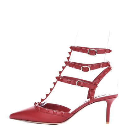 Valentino Garavani Calfskin Lacquered Monochrome Rockstud Ankle Strap 65mm Pumps 40 Rosso Valentino 1 of 9