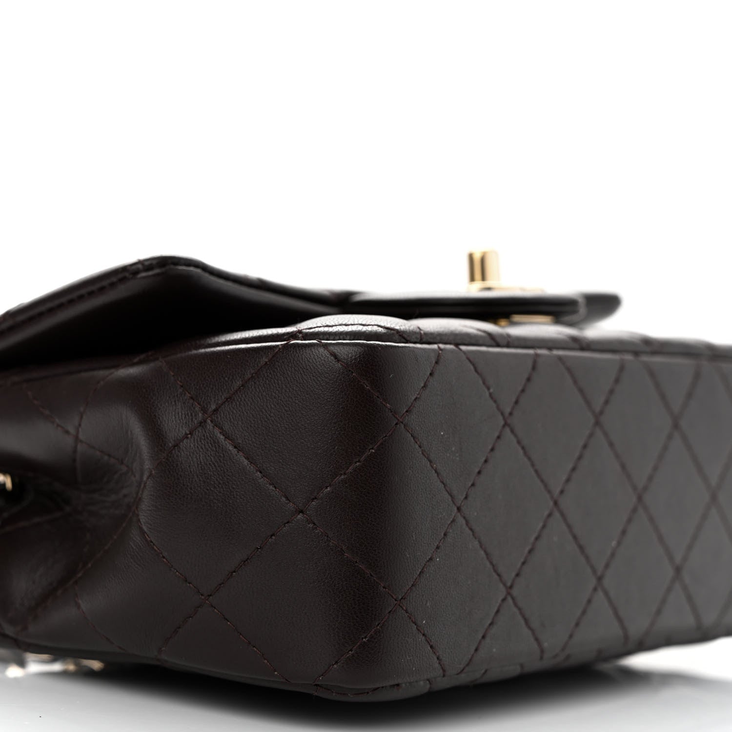 Chanel Lambskin Quilted Mini Rectangular Flap Dark Brown 9 of 14