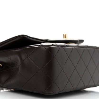 Chanel Lambskin Quilted Mini Rectangular Flap Dark Brown 9 of 14
