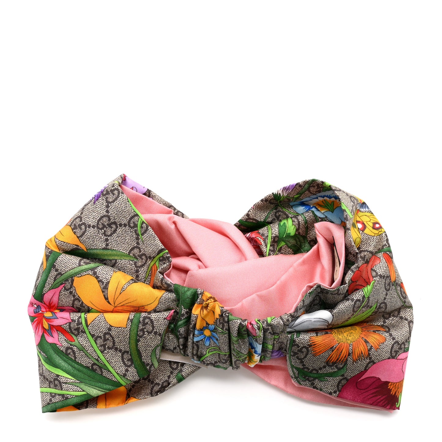 Silk Monogram Flora Print Headband M Pink