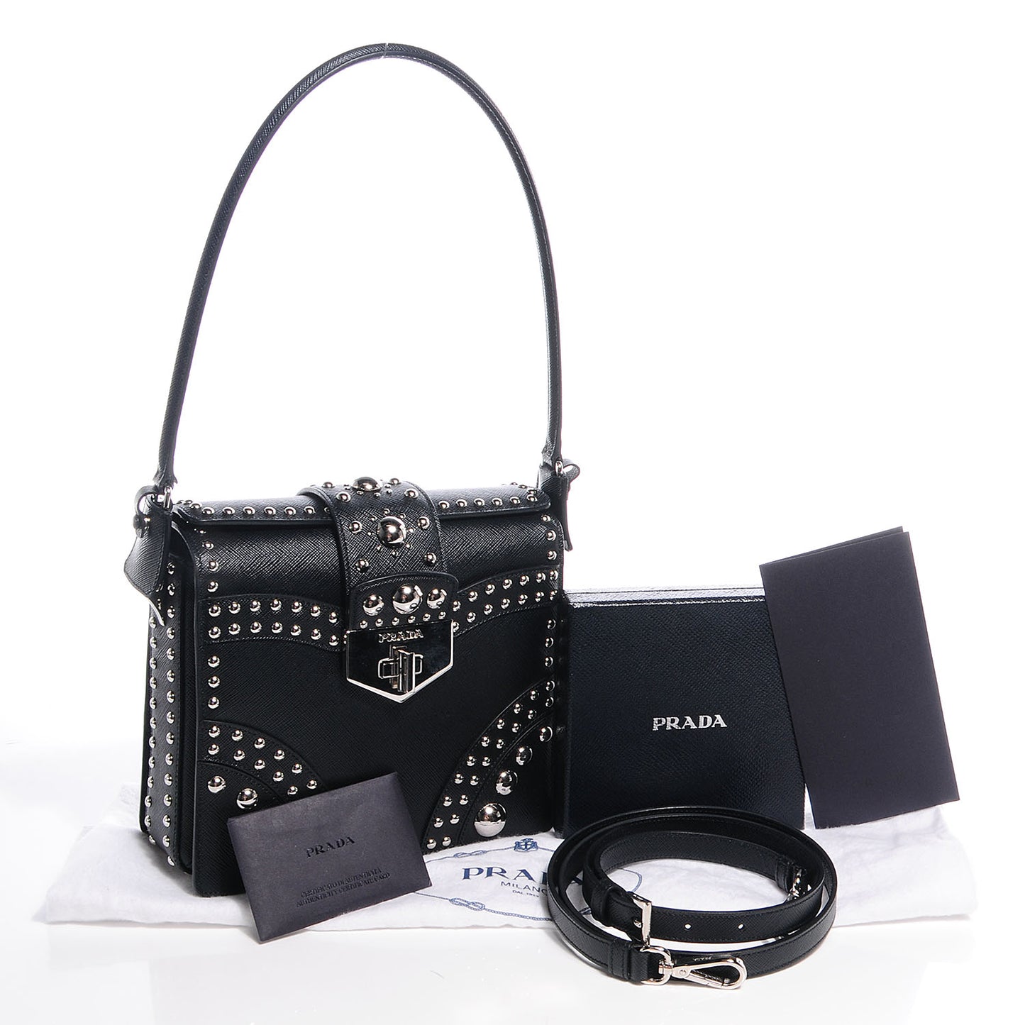 Saffiano Sound Studded Hobo Black