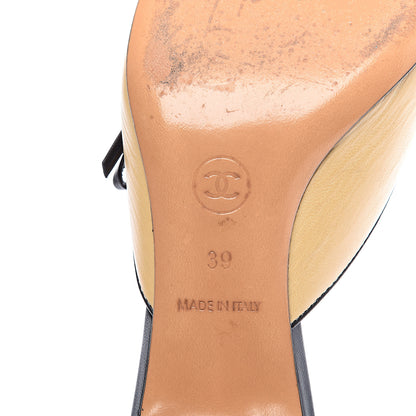 Chanel Lambskin Cap Toe CC Mules 39 Beige Black 9 of 11