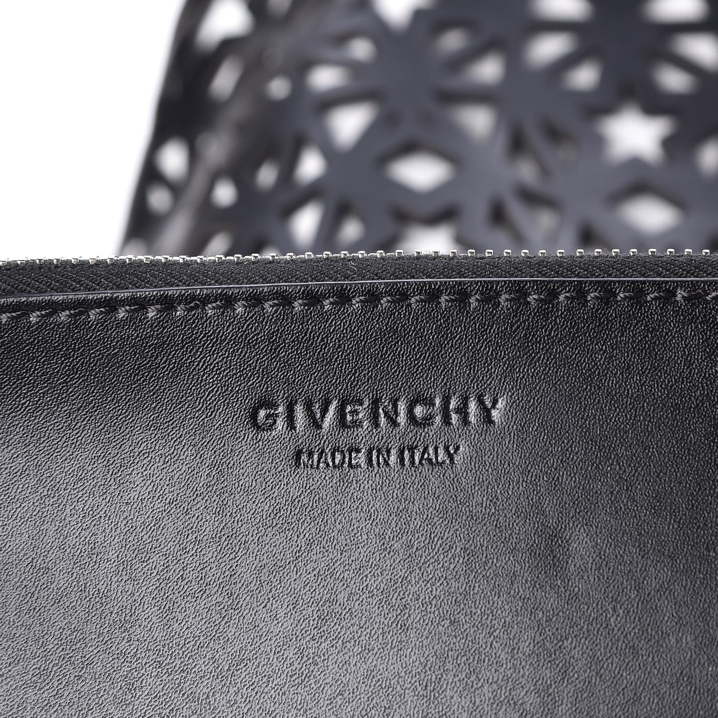 Calfskin Lazer Cut Medium Antigona Tote Black White