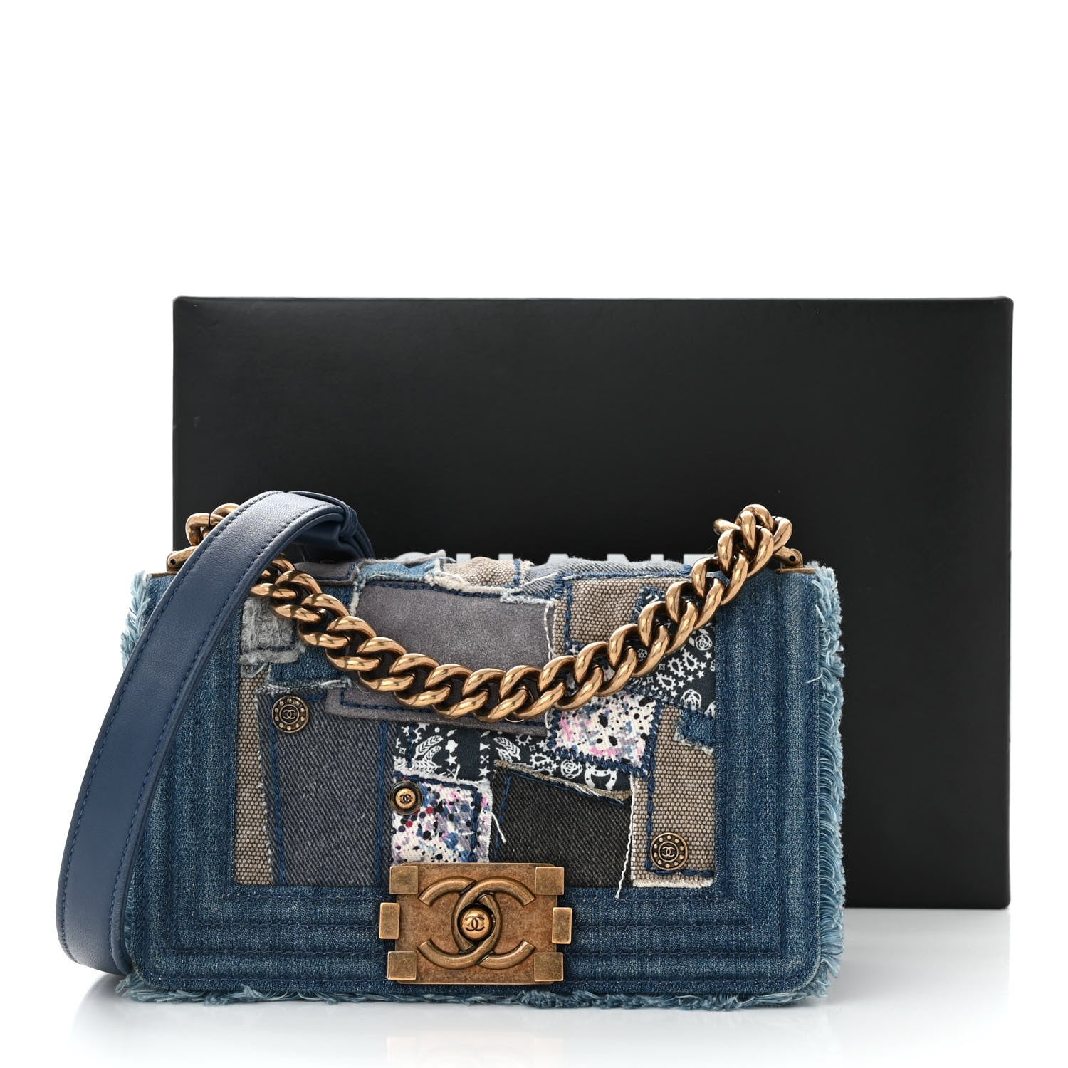 Chanel Denim Patchwork Small Boy Flap Blue 11 of 11