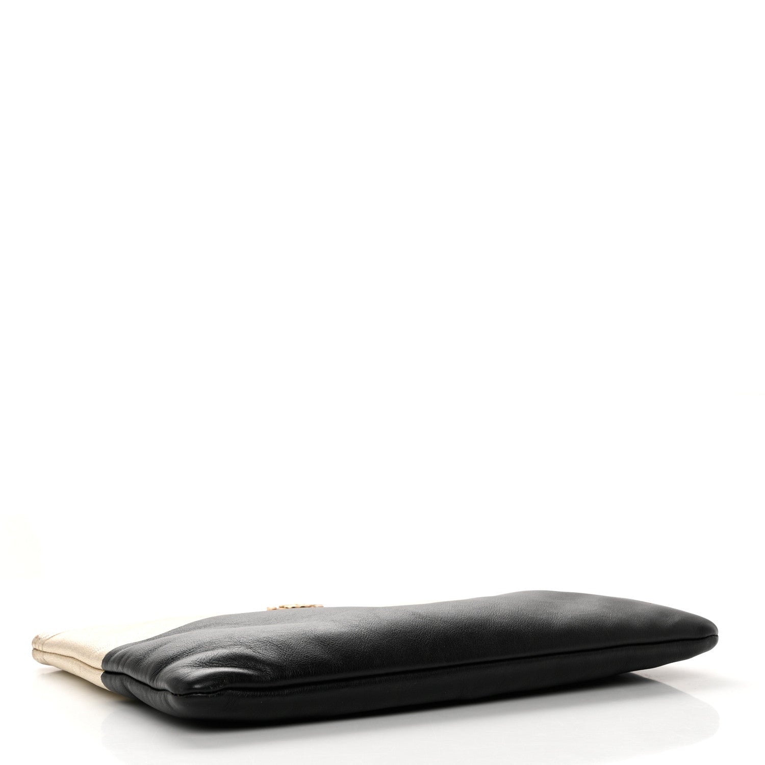 Chanel Metallic Goatskin Lambskin Medium Boy Cosmetic Case Black Gold 4 of 9