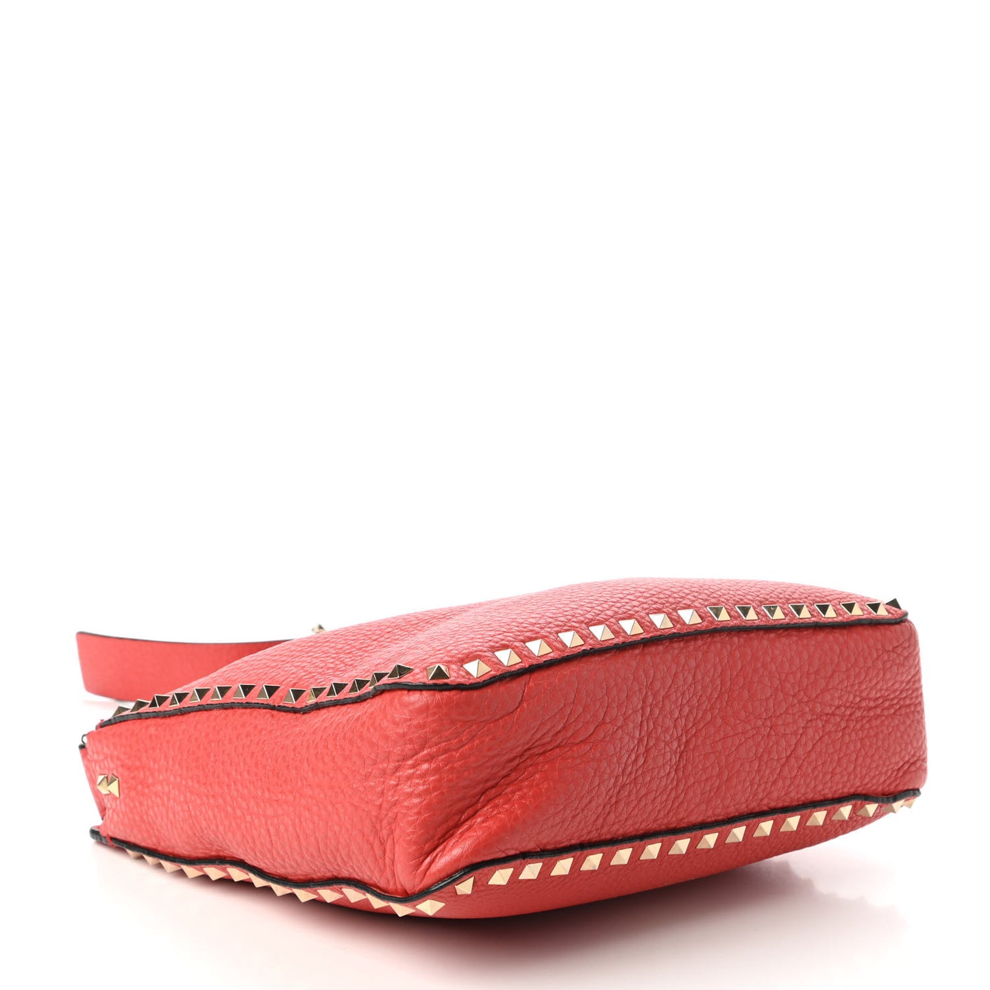 Pebbled Calfskin Small Rockstud Flip-Lock Messenger Bag Deep Coral