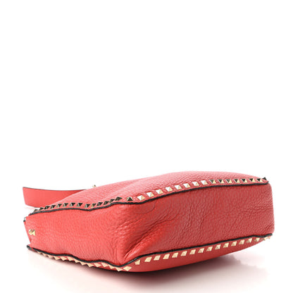 Valentino Garavani Pebbled Calfskin Small Rockstud Flip-Lock Messenger Bag Deep Coral 4 of 10