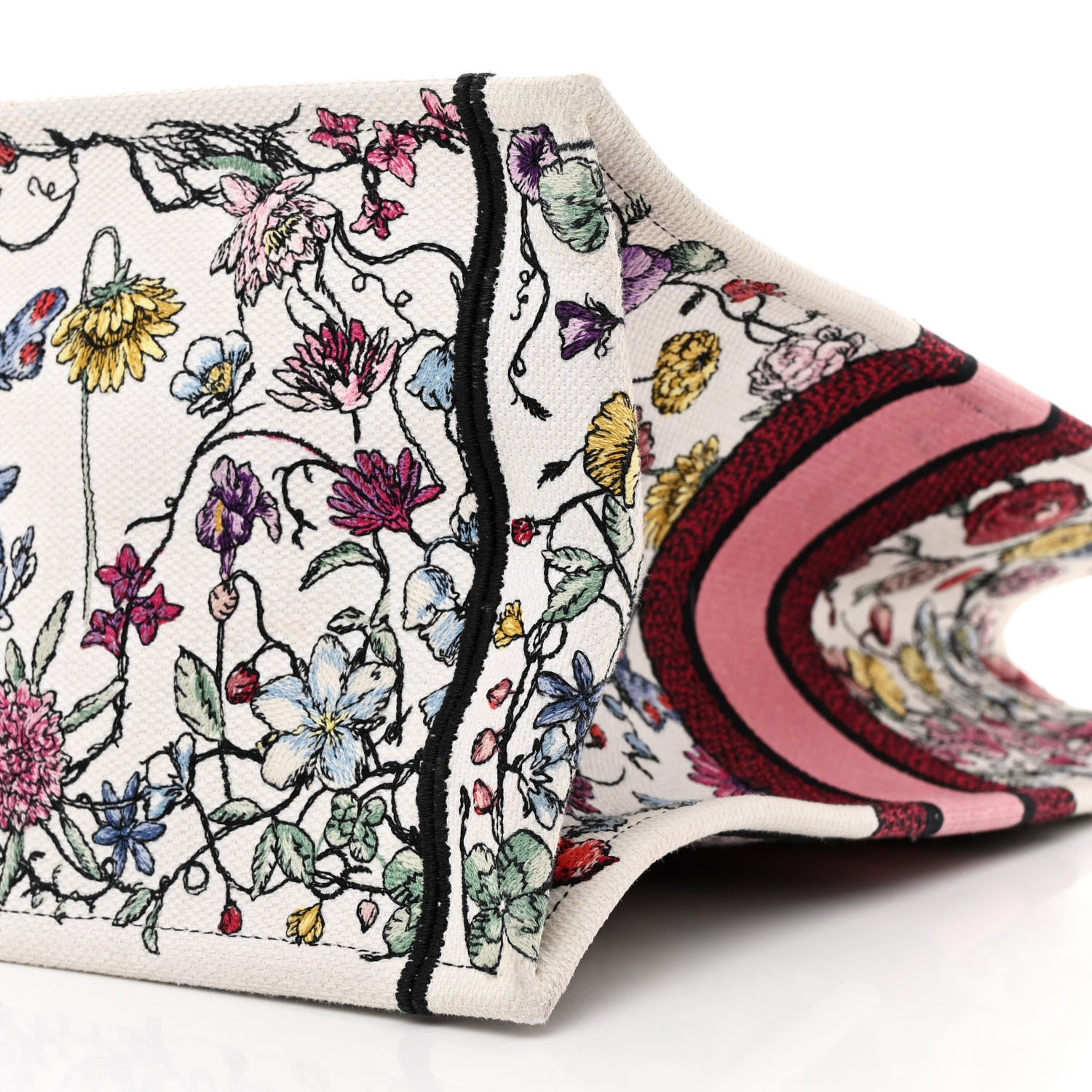Christian Dior Canvas Embroidered Large Florilegio Book Tote White Multicolor 10 of 11