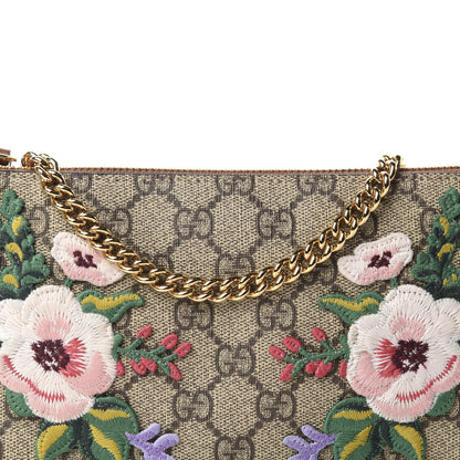 Gucci GG Supreme Monogram Embroidered Flower Chain Wrist Wallet 10 of 11