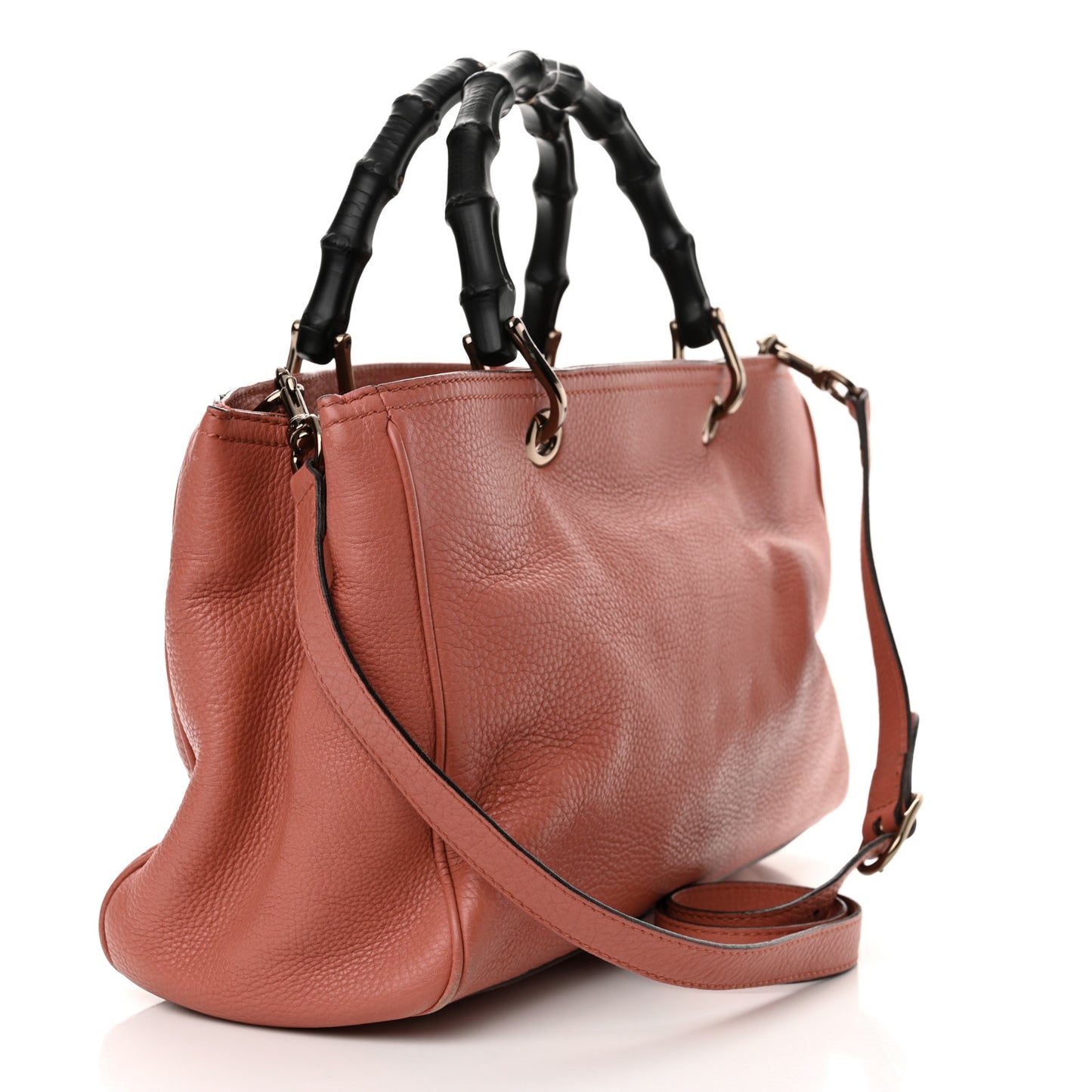 Pebbled Calfskin Bi-Color Medium Bamboo Shopper Tote Pink