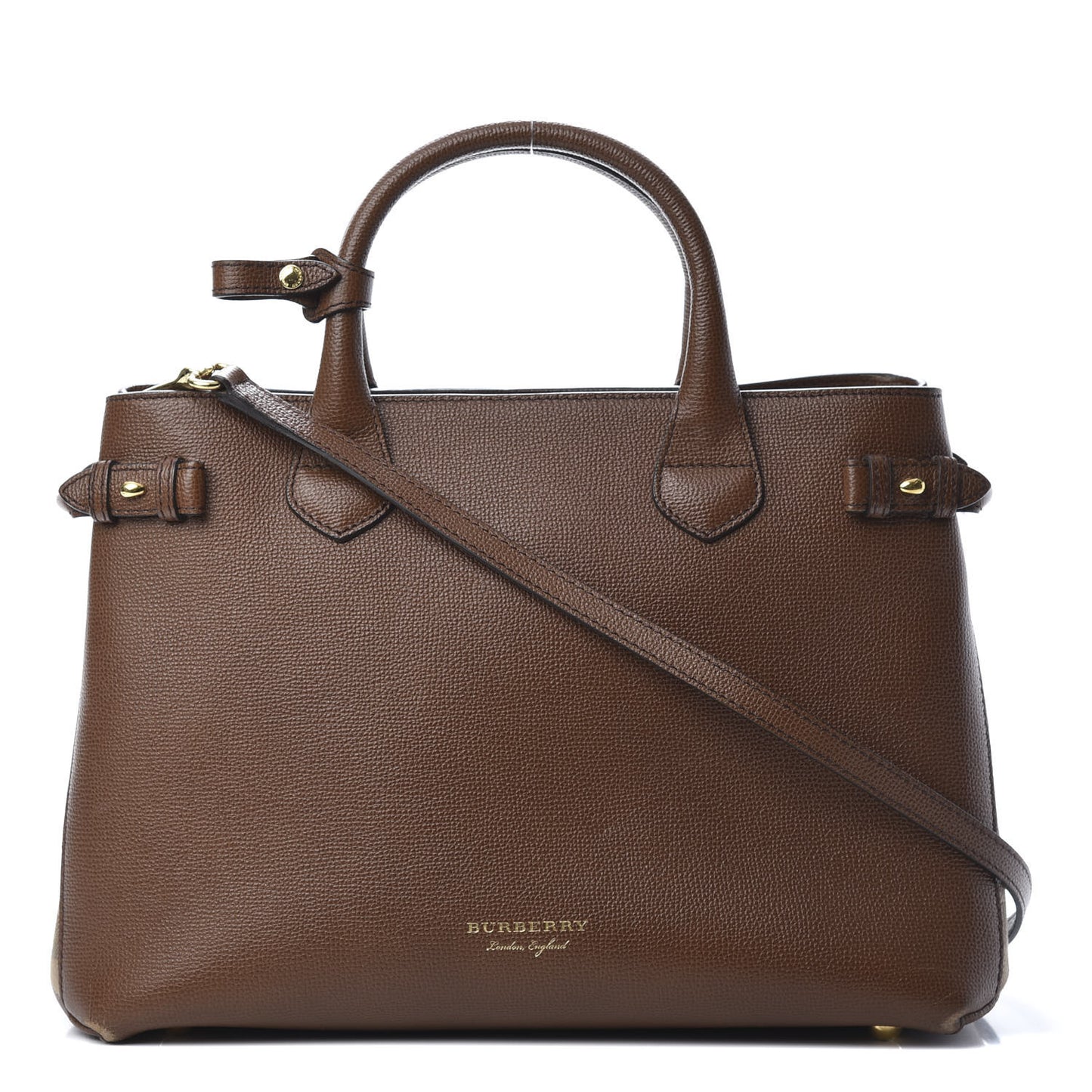 Grainy Calfskin House Check Medium Banner Tote Tan
