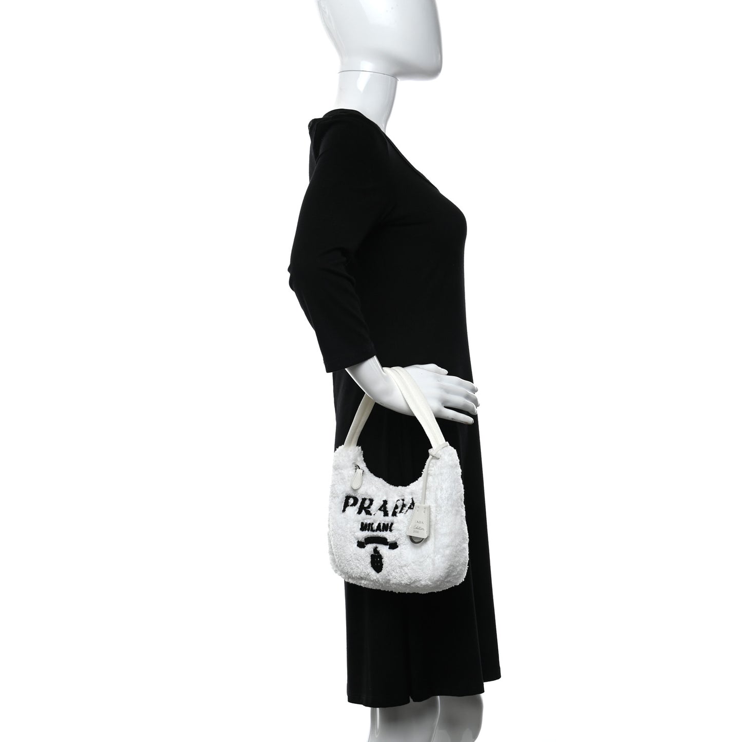 Terry Cloth Mini Re-Edition 2000 Bag White Black