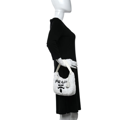 Prada Terry Cloth Mini Re-Edition 2000 Bag White Black 2 of 9