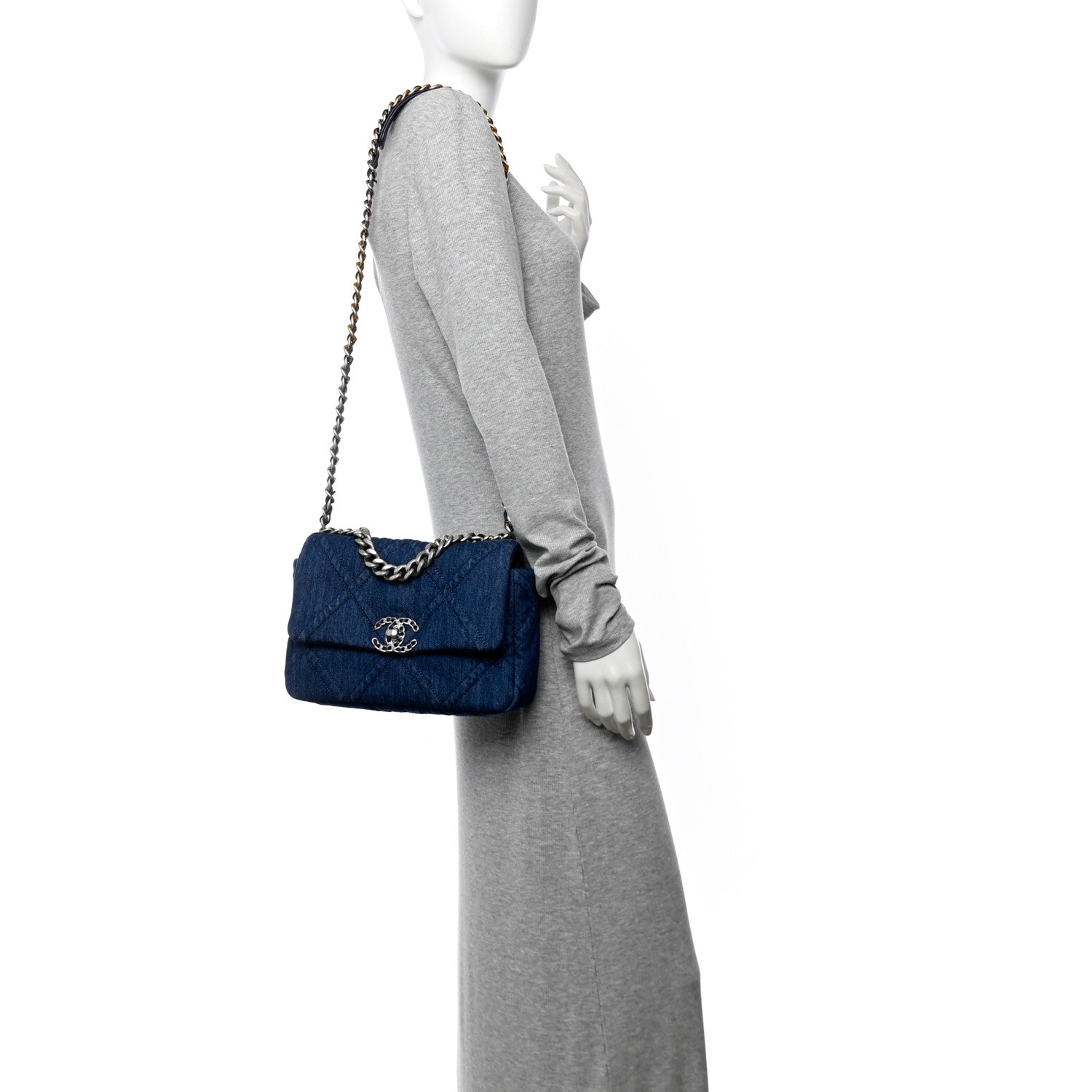 Chanel Denim Quilted Medium Chanel 19 Flap Blue 2 of 12