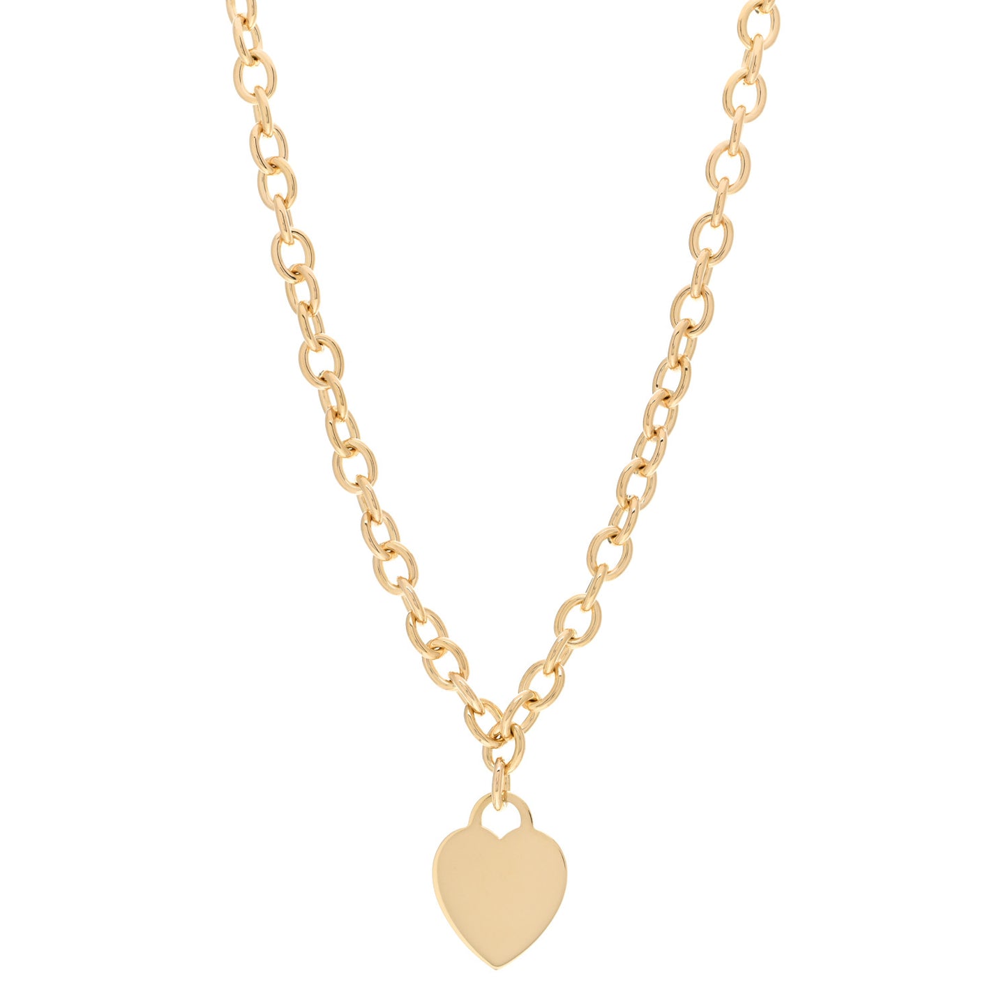 18K Yellow Gold Heart Tag Necklace