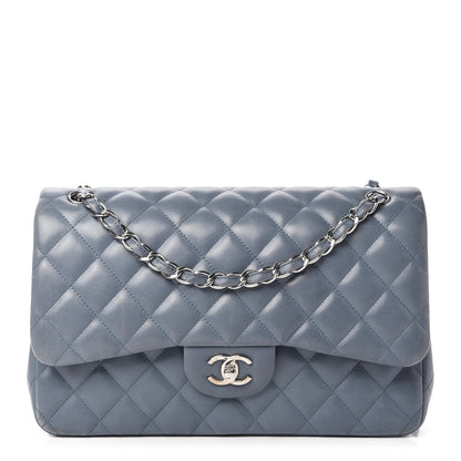 Chanel Lambskin Quilted Jumbo Double Flap Light Blue 1 of 10