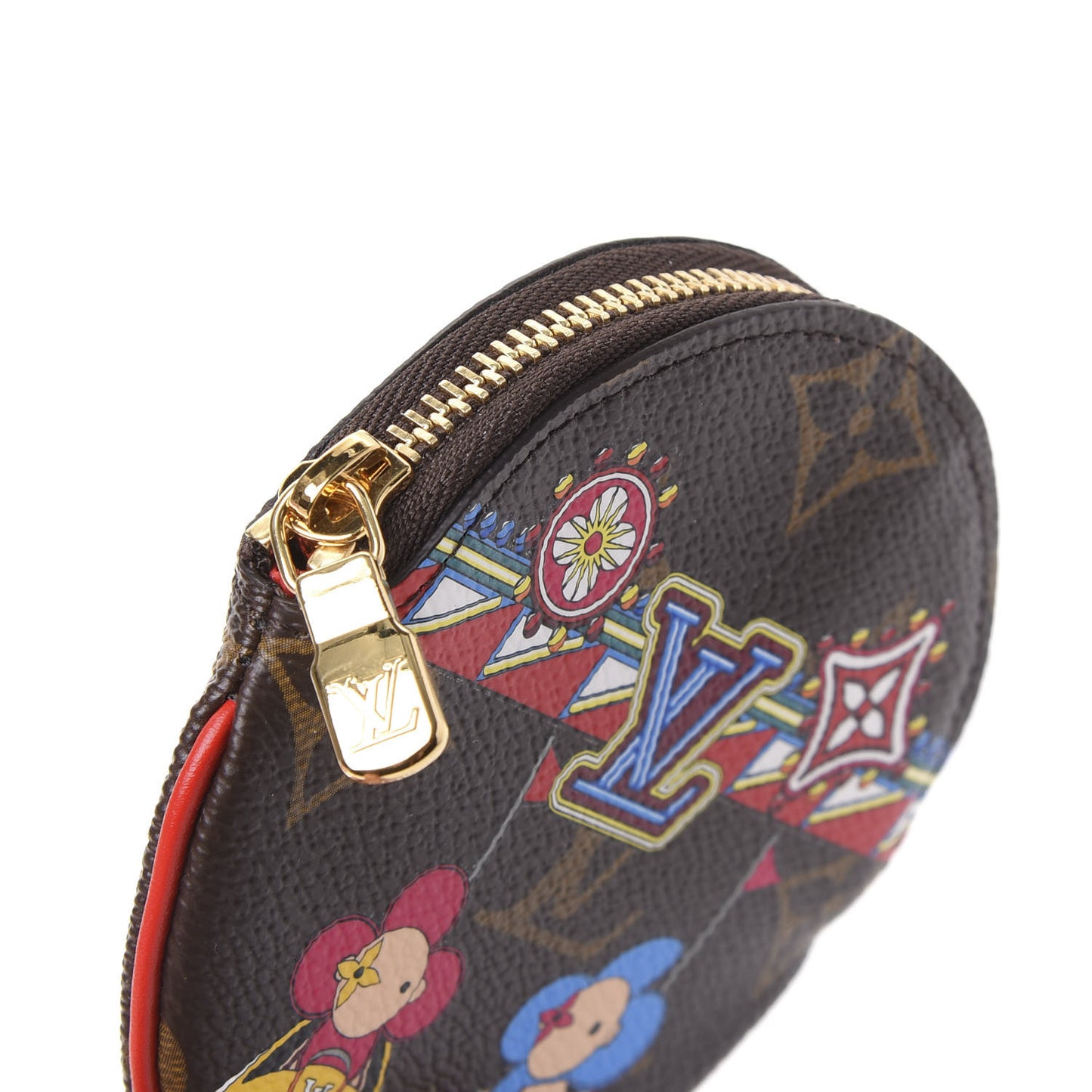 Monogram 2020 Christmas Animation Bumper Cars Round Coin Purse Coquelicot