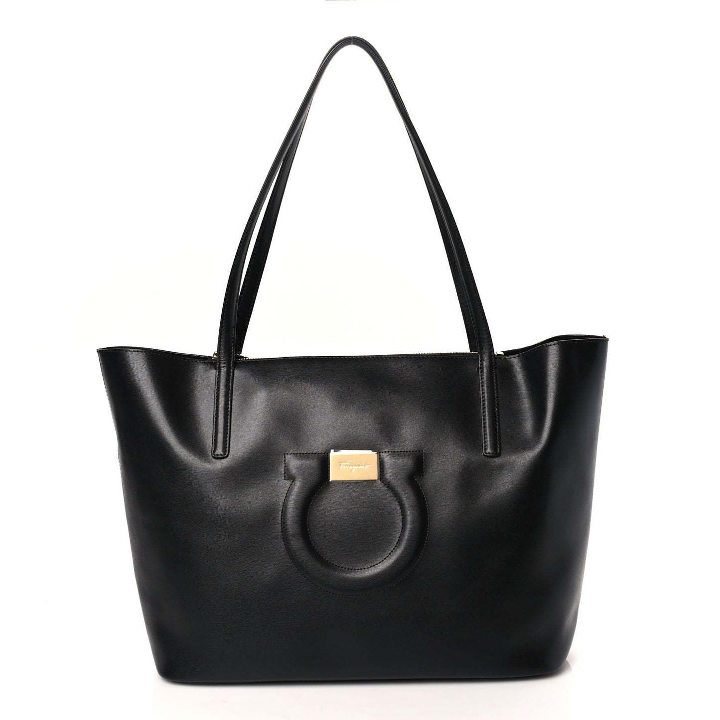 Calfskin Medium Gancini Tote Black