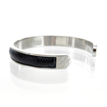Louis Vuitton Mens Damier Embossed Leather and Palladium Soho Bracelet Black 4 of 6