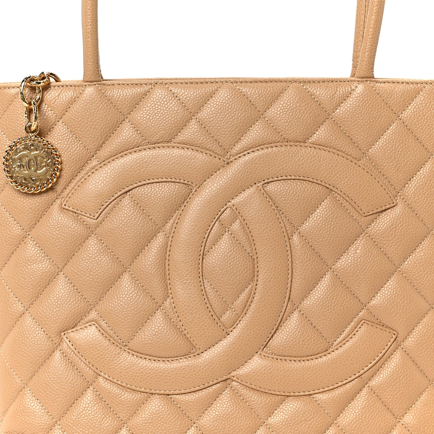 Caviar Quilted Medallion Tote Beige