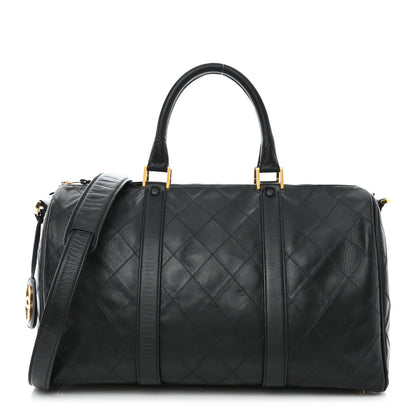 Chanel Calfskin Diamond Stitched Duffle Bag Black 2 of 11
