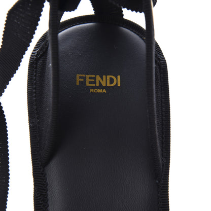 Fendi Canvas FF Embroidered Roma Ankle Wrap Espadrille Wedges 37 Black 7 of 10