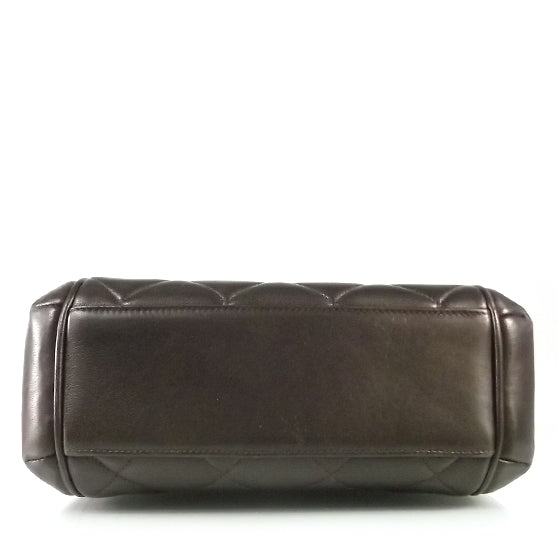 Lambskin Quilted 5 Chain Small Flap Dark Brown