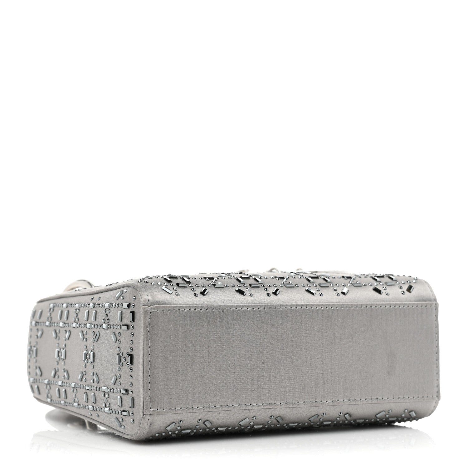 Christian Dior Satin Crystal Cannage Mini Lady Dior Gray 4 of 14