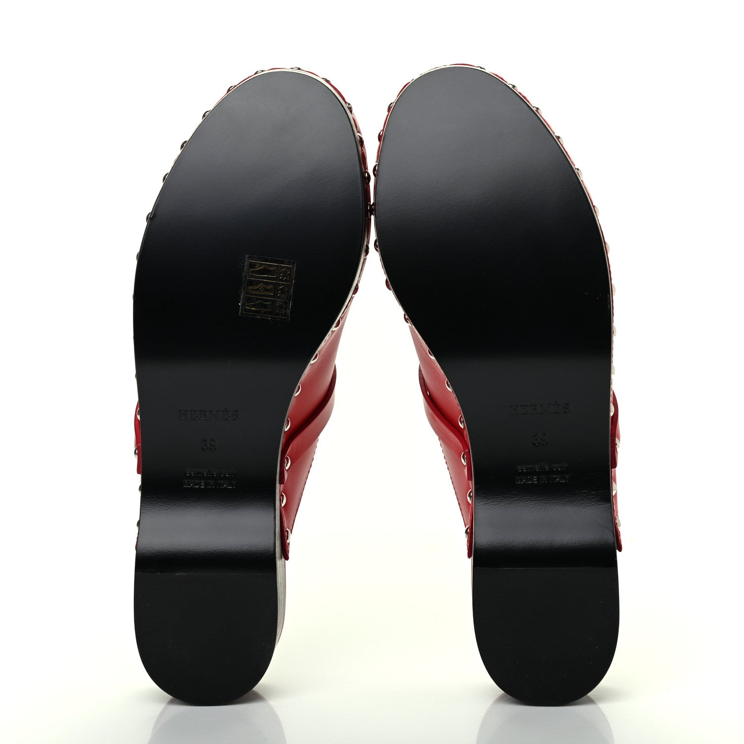 Hermes Calfskin Carlotta Mules 39 Rouge 5 of 8