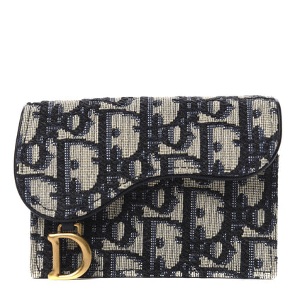 Christian Dior Oblique Saddle Card Holder Blue 1 of 6