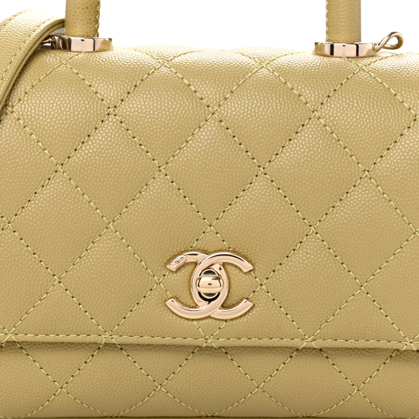 Caviar Quilted Extra Mini Coco Handle Flap Light Green