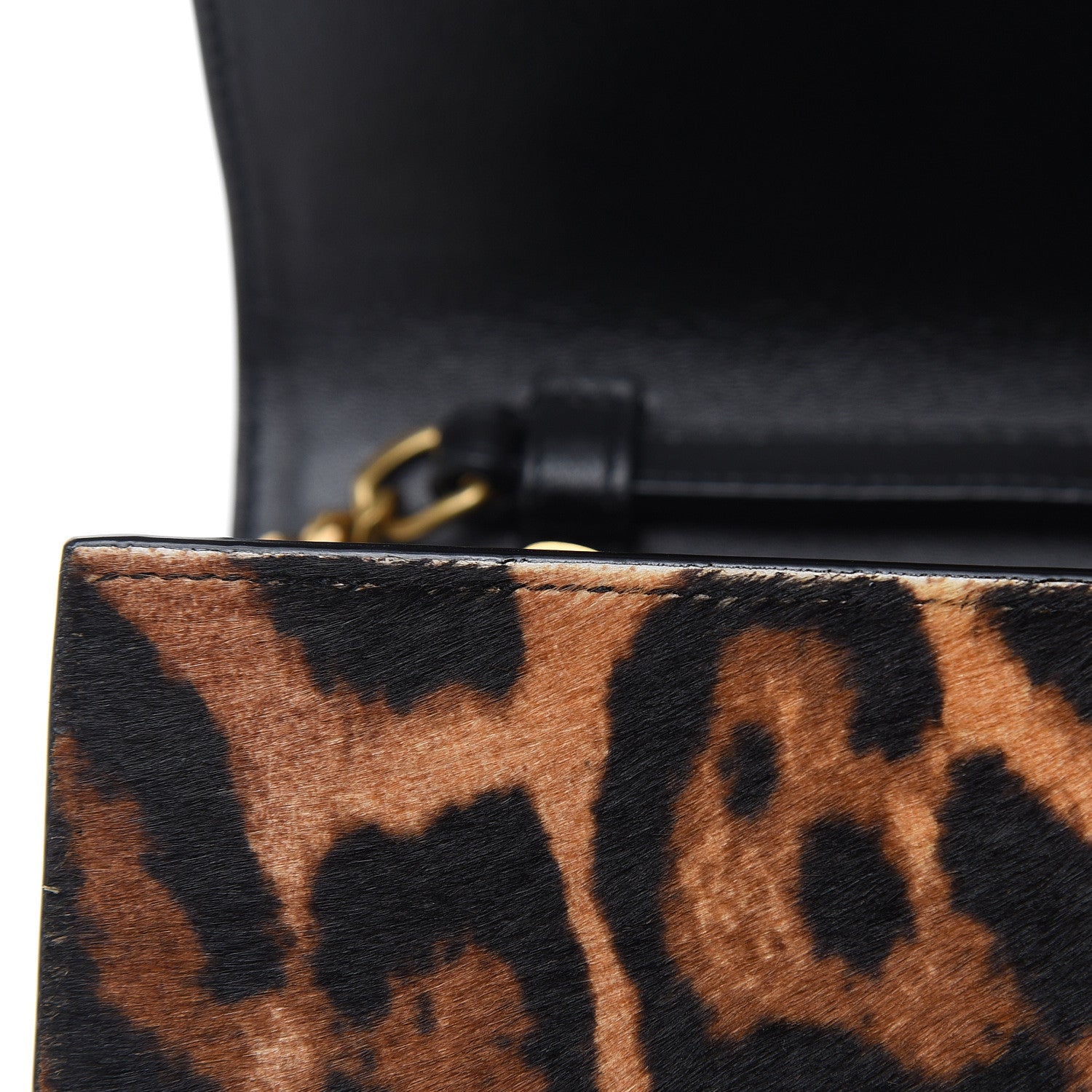 Saint Laurent Calf Hair Monogram Chain Wallet Leopard 7 of 14