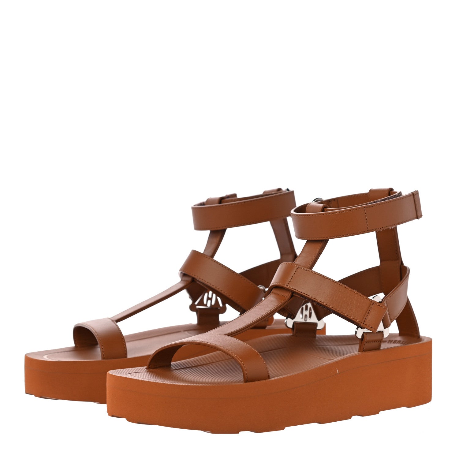 Hermes Calfskin Womens Enid Sandals 38 Naturel 4 of 13