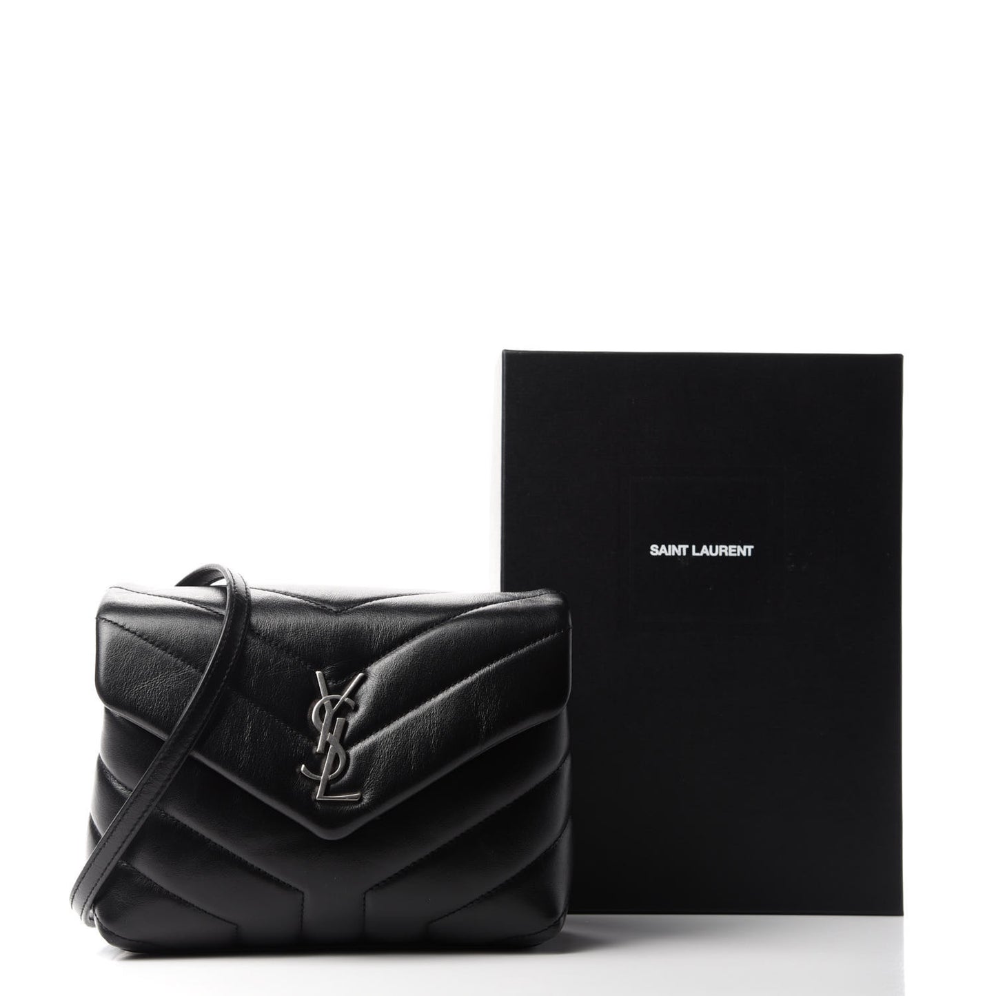Calfskin Y Quilted Monogram Toy Loulou Crossbody Bag Black