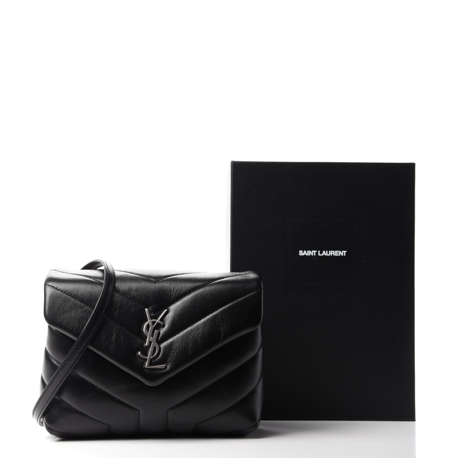 Saint Laurent Calfskin Y Quilted Monogram Toy Loulou Crossbody Bag Black 12 of 12