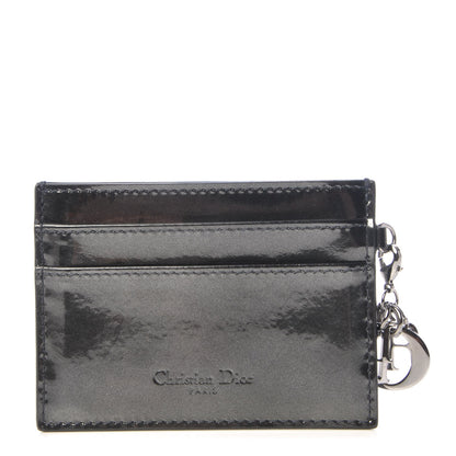 Christian Dior Metallic Patent Micro-Cannage Lady Dior Card Holder Onyx Black 3 of 8