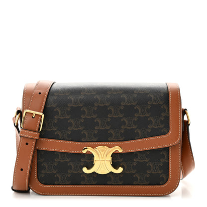 Celine Triomphe Canvas Calfskin Medium Triomphe Bag Tan 1 of 11