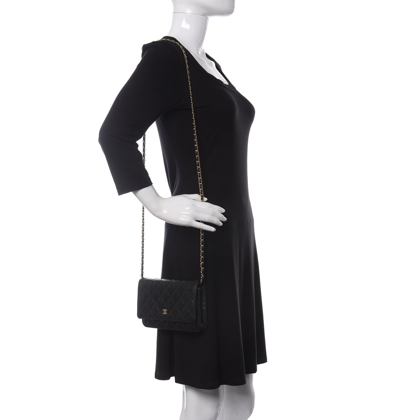 Caviar Quilted Wallet On Chain WOC Black