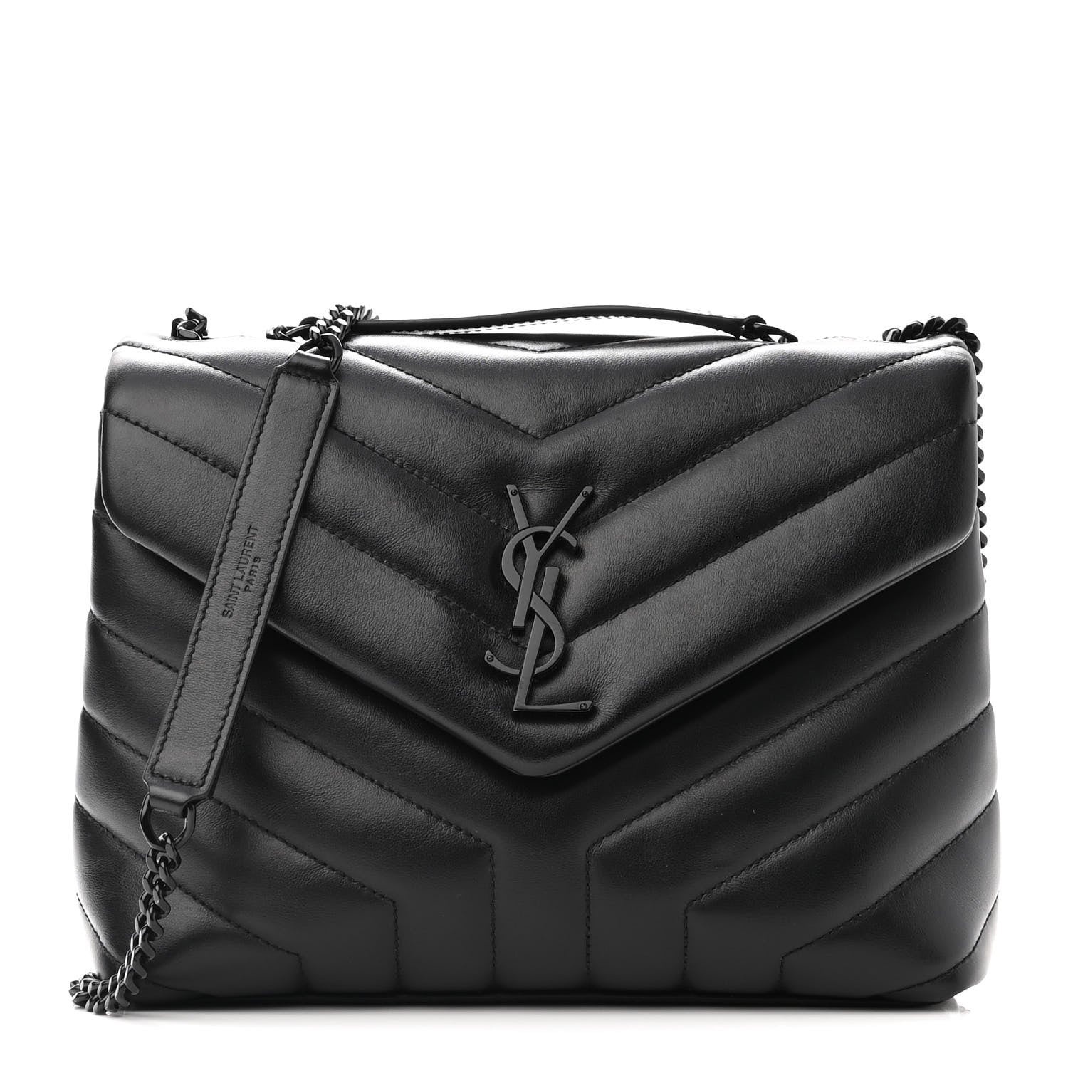 Saint Laurent Calfskin Y Quilted Monogram Small Loulou Chain Satchel Black 1 of 9