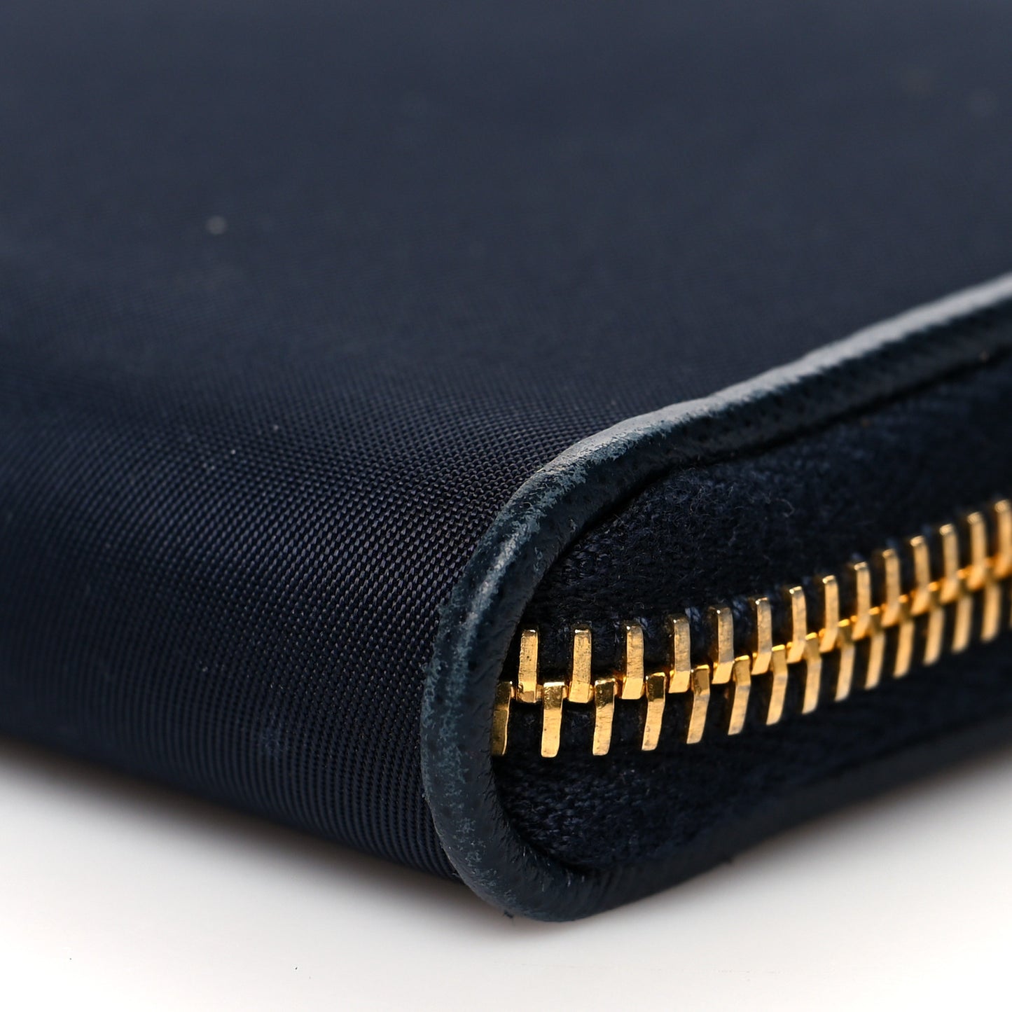 Tessuto Nylon Metal Zip Around Wallet Bleu
