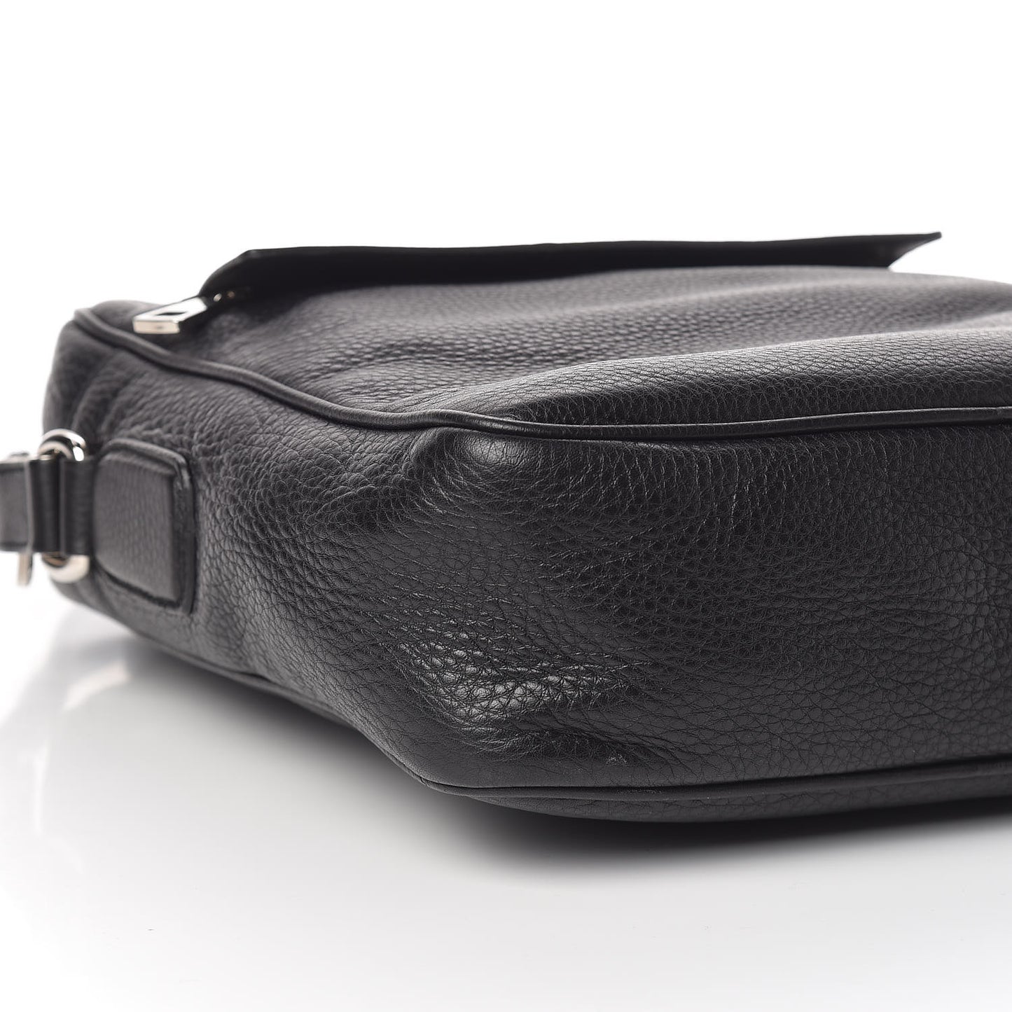 Pebbled Calfskin Medium Soho Messenger Bag Black