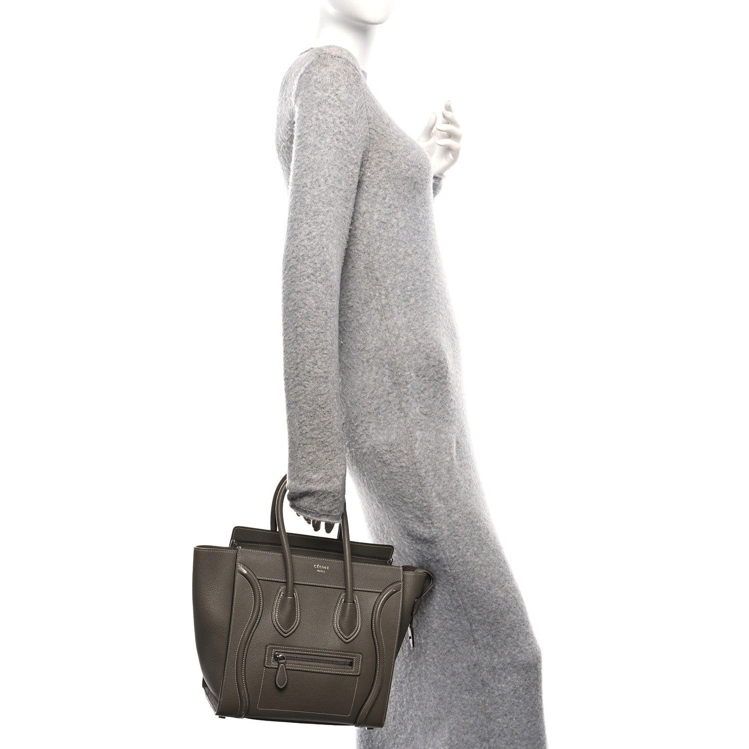 Celine Drummed Calfskin Micro Luggage Souris 2 of 14