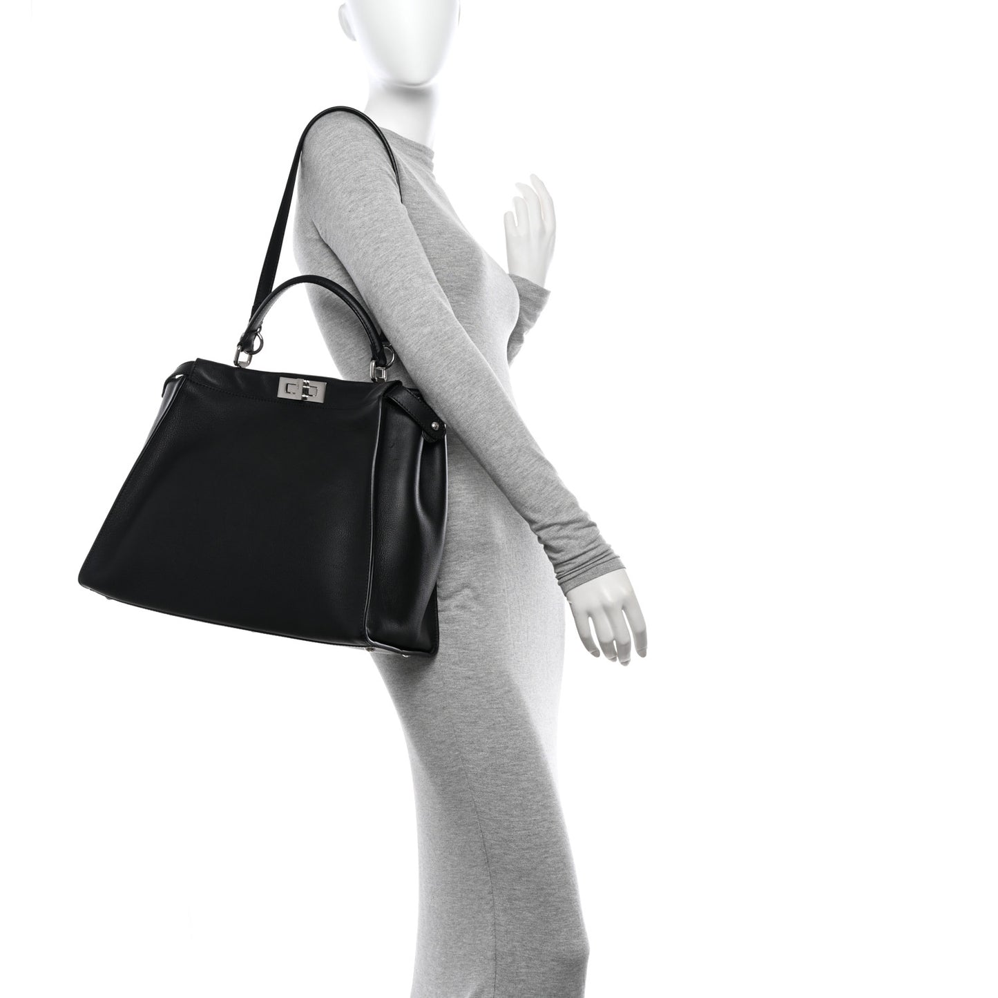Vitello Dolce Marmol Patent Crocodile Trapuntata Large Peekaboo Iconic Satchel Black Fumo