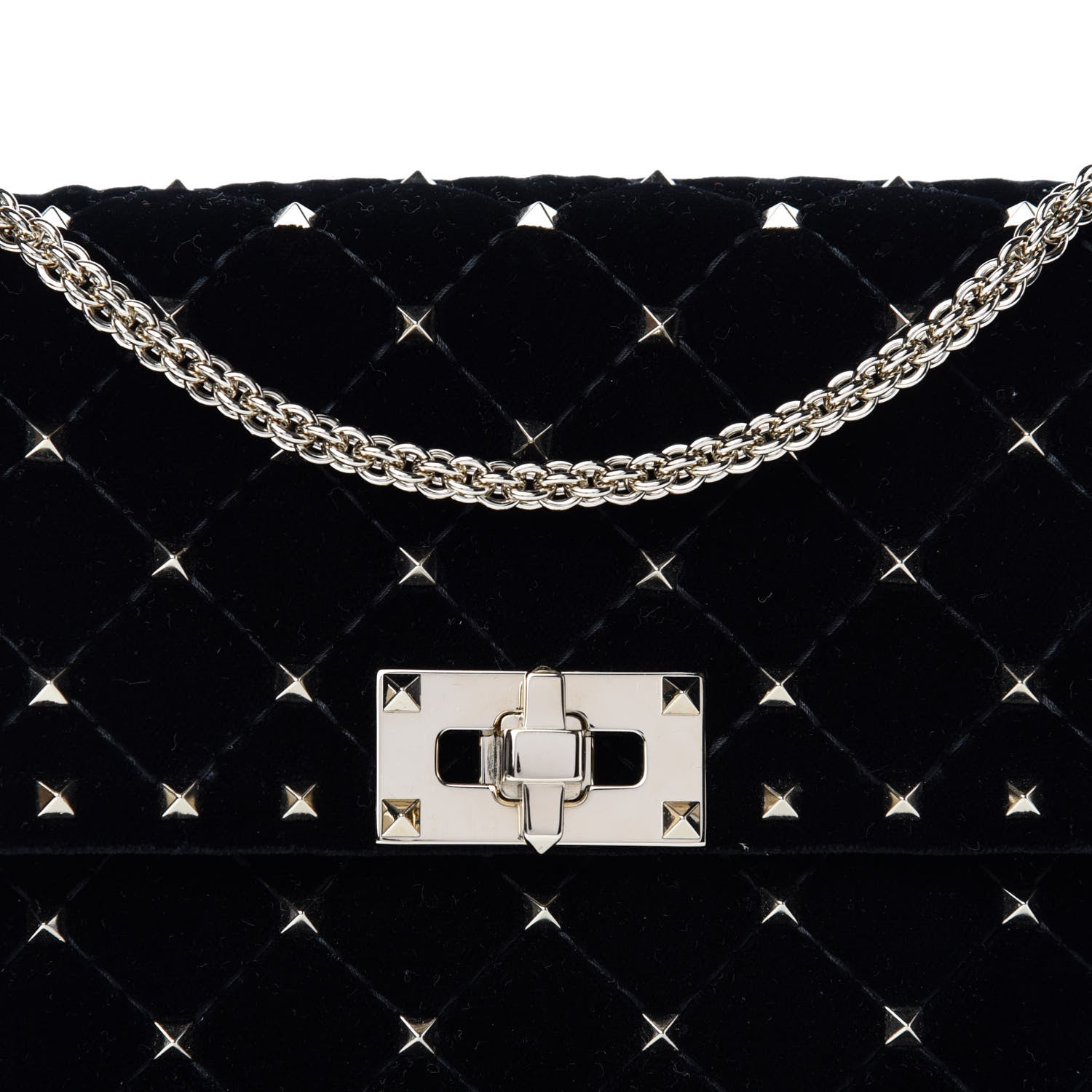 Valentino Garavani Velvet Medium Rockstud Spike Shoulder Bag Black 9 of 9
