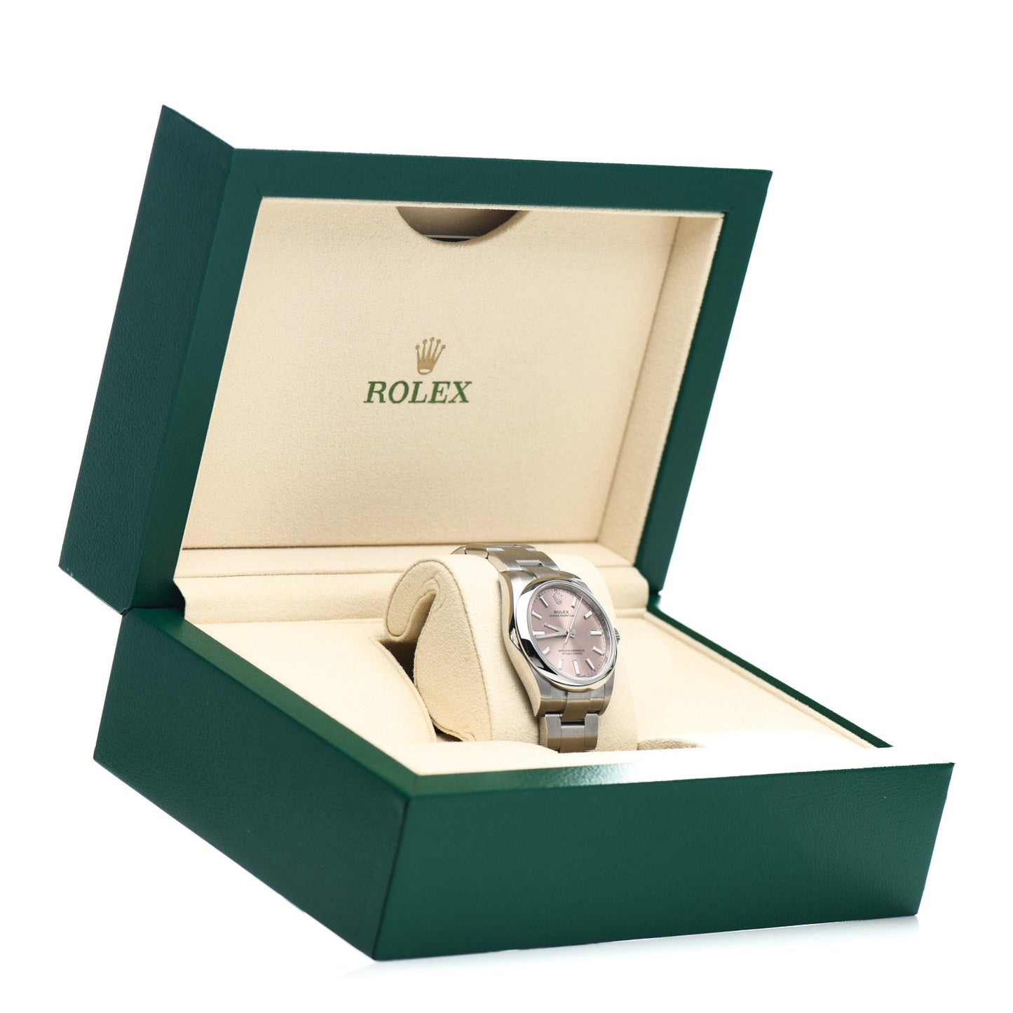 Stainless Steel 34mm Oyster Perpetual Watch Pink 124200