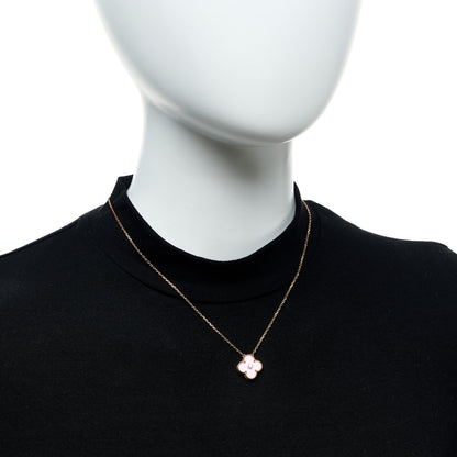 Van Cleef & Arpels 18K Rose Gold Diamond Pink Porcelain Vintage Alhambra Pendant Necklace 2 of 6
