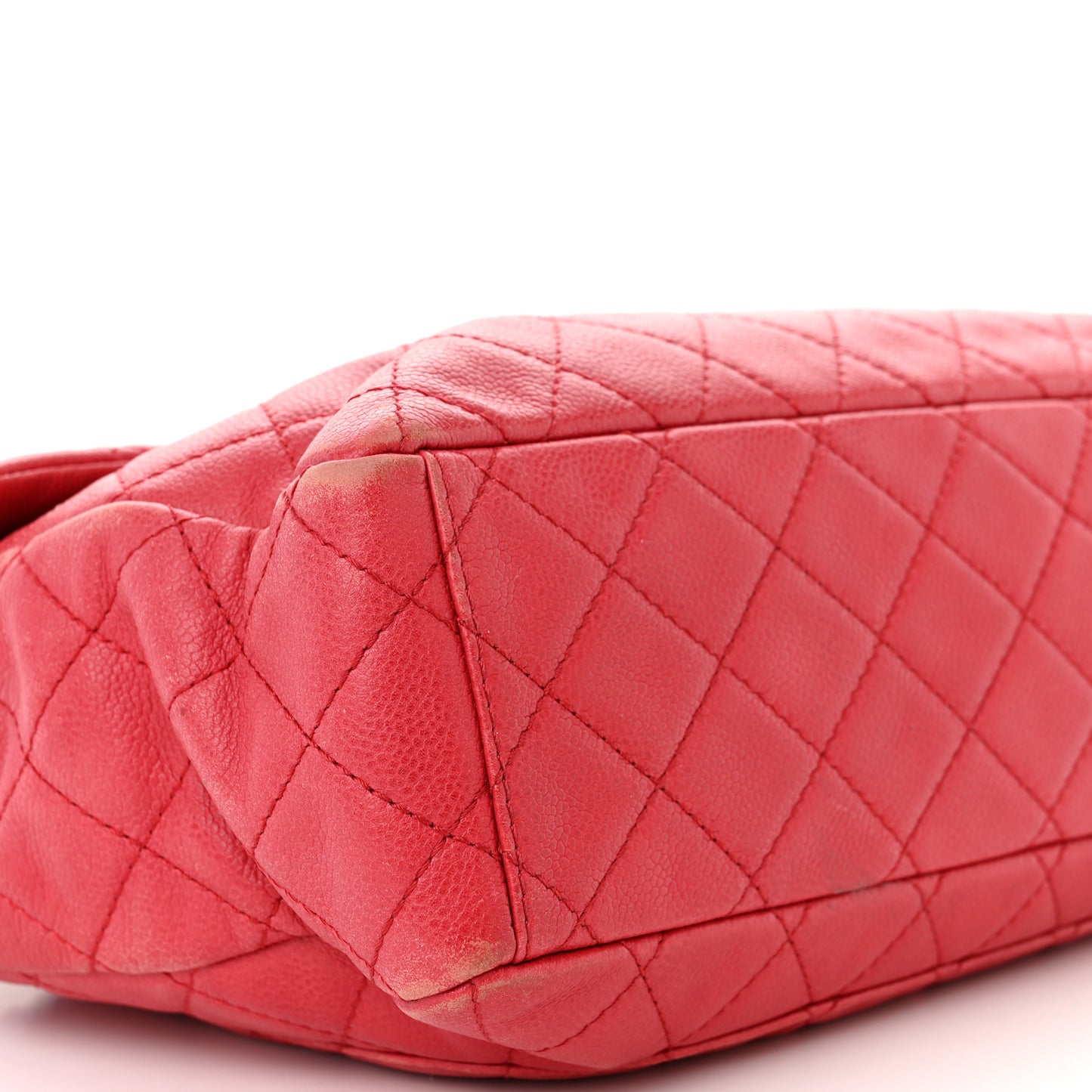 Washed Caviar Quilted Maxi Single Flap Fuchsia