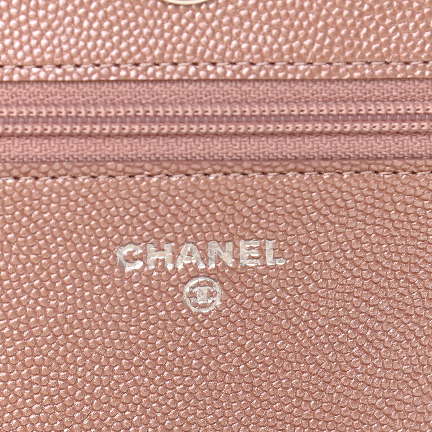 Chanel Metallic Caviar Chevron Quilted Vintage Mademoiselle Wallet On Chain WOC Pink 6 of 12